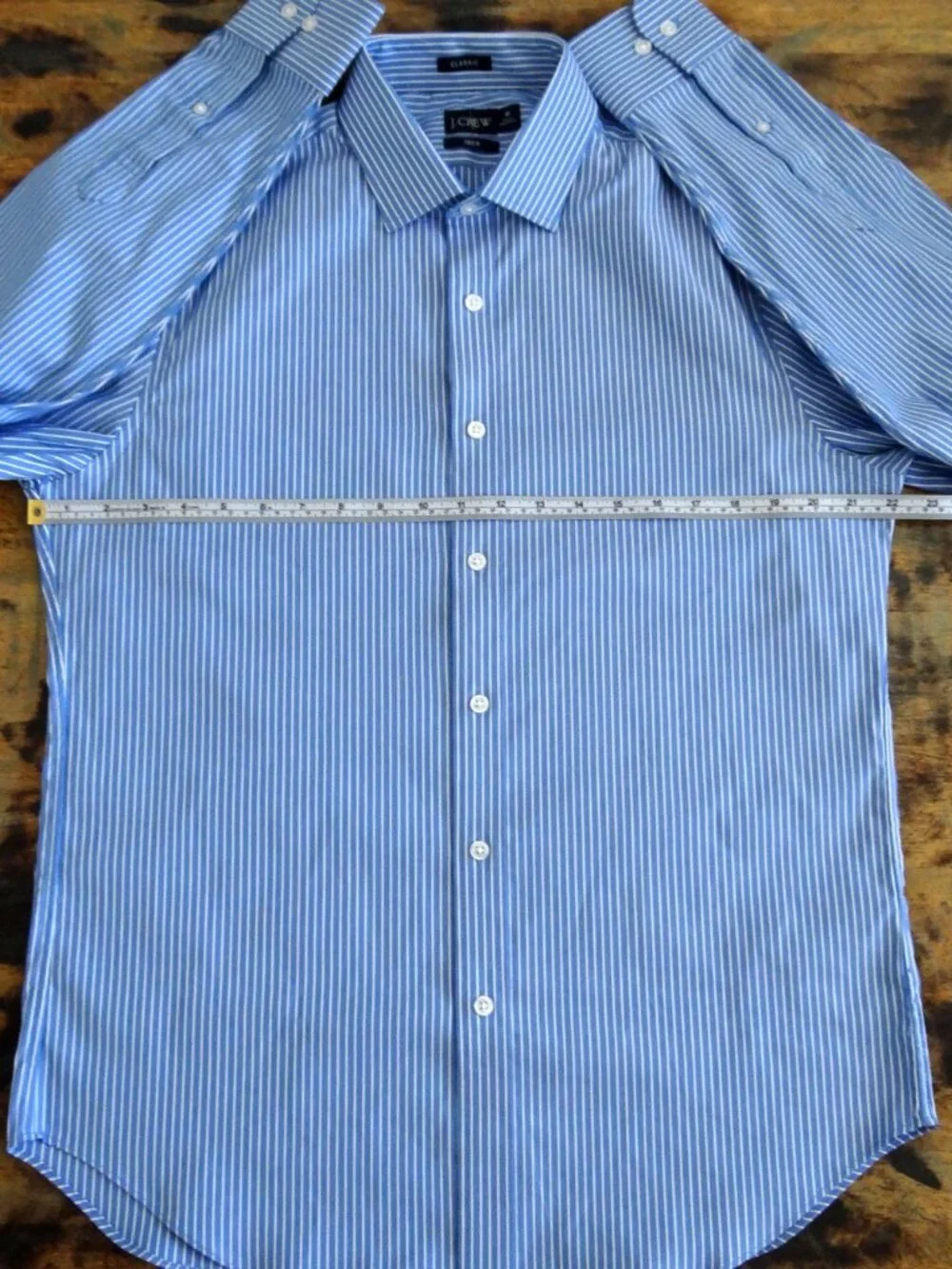 J.Crew Tech Men's M Performance Stretch Dress Shirt Blue White Stripe Classic